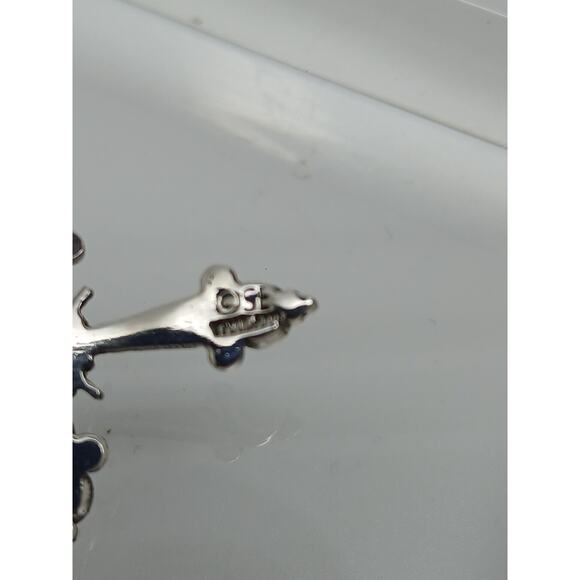 Vintage Sterling Silver Cross Pendant Necklace Enhancer Faux Pearl Designer - Picture 7 of 9